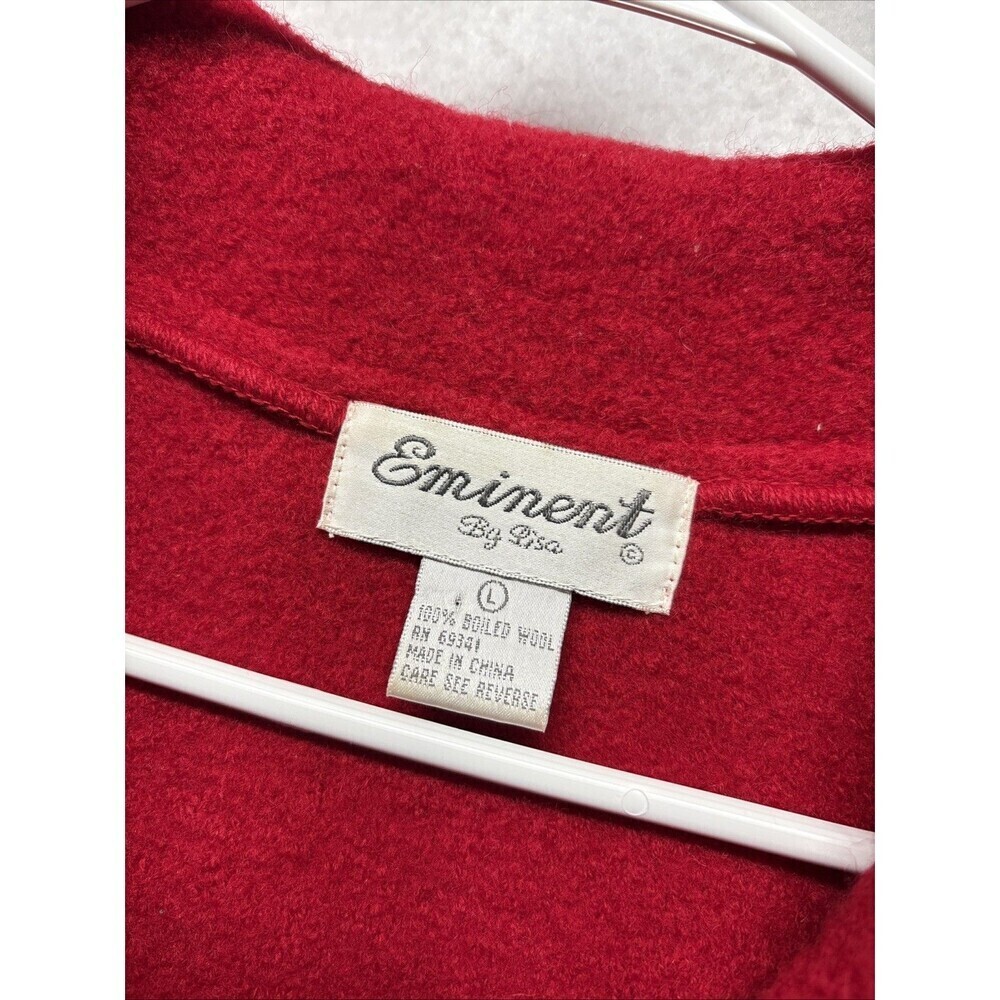 Vintage Eminent by Lisa 100% Boiled Wool Button Up Jacket Blazer Red Size Large - Picture 2 of 4